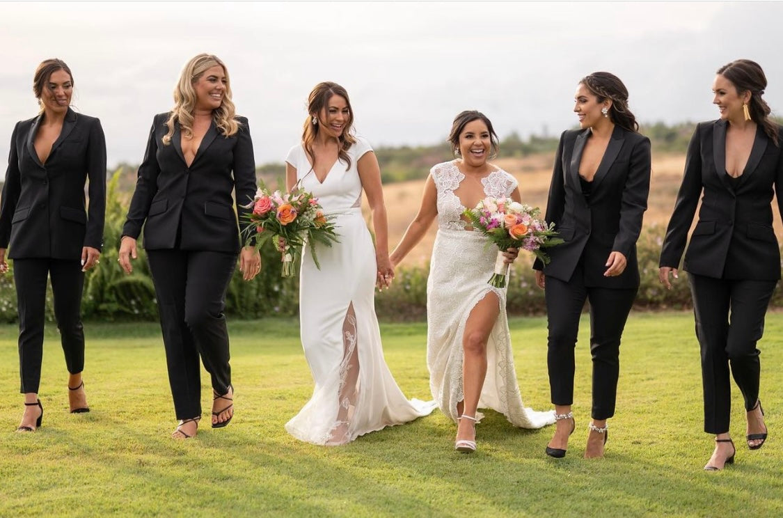 Bridesmaids in shop suits