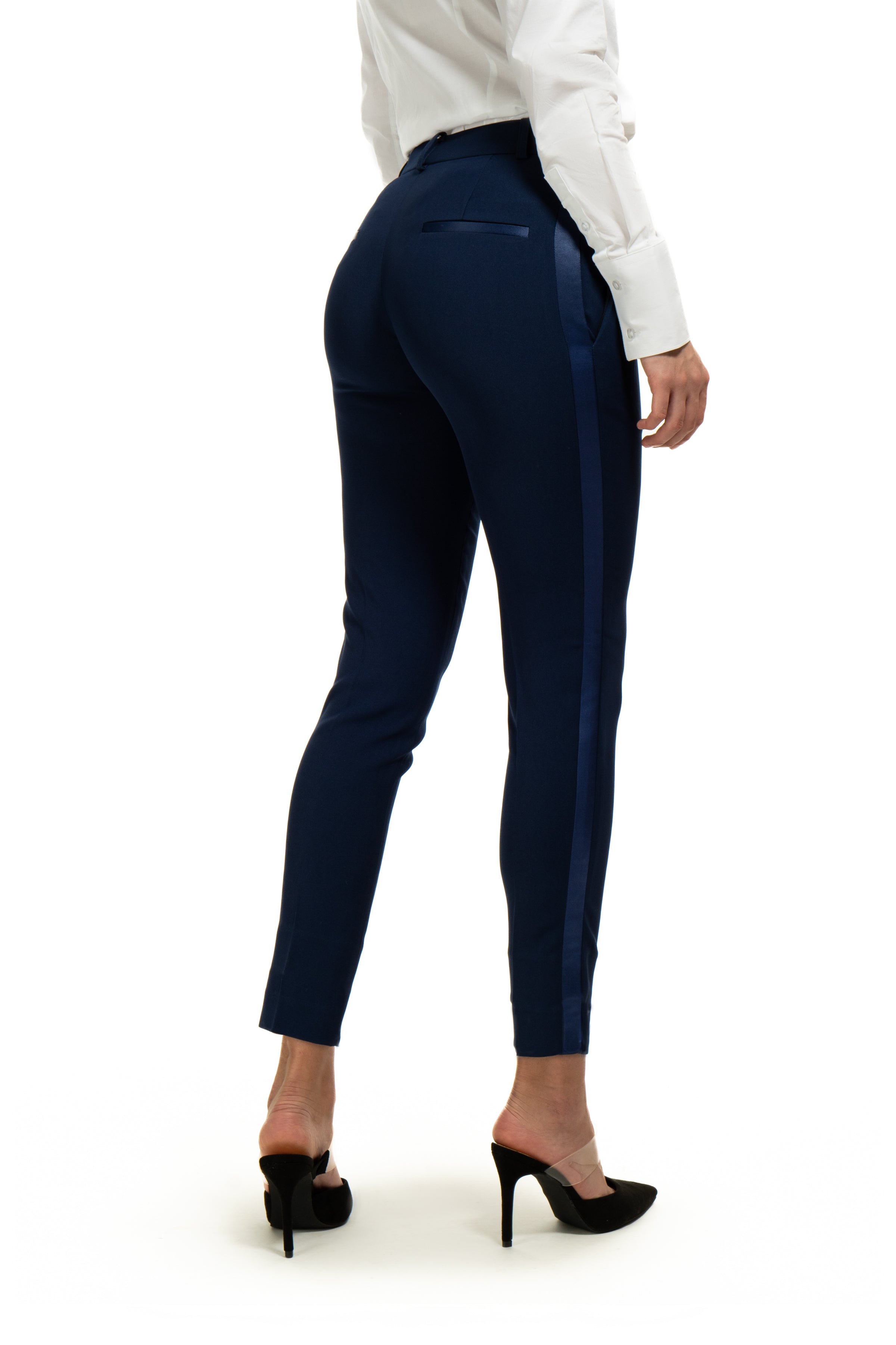 Royal Navy Blue Ultra Slim Fit Tuxedo Pants for Women  LITTLE BLACK TUX