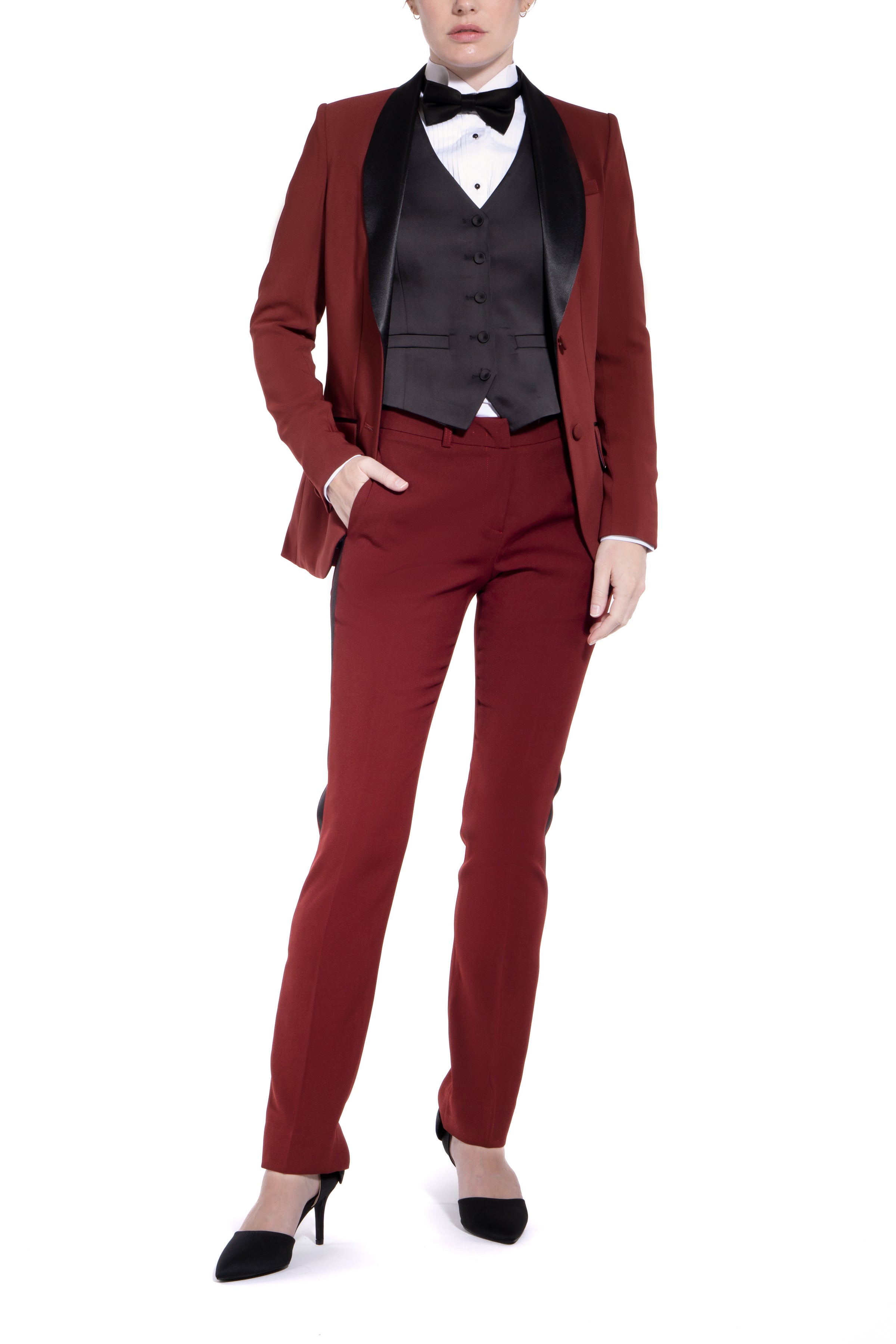 Man in Maroon Suit Jacket and Black Pants  Free Stock Photo
