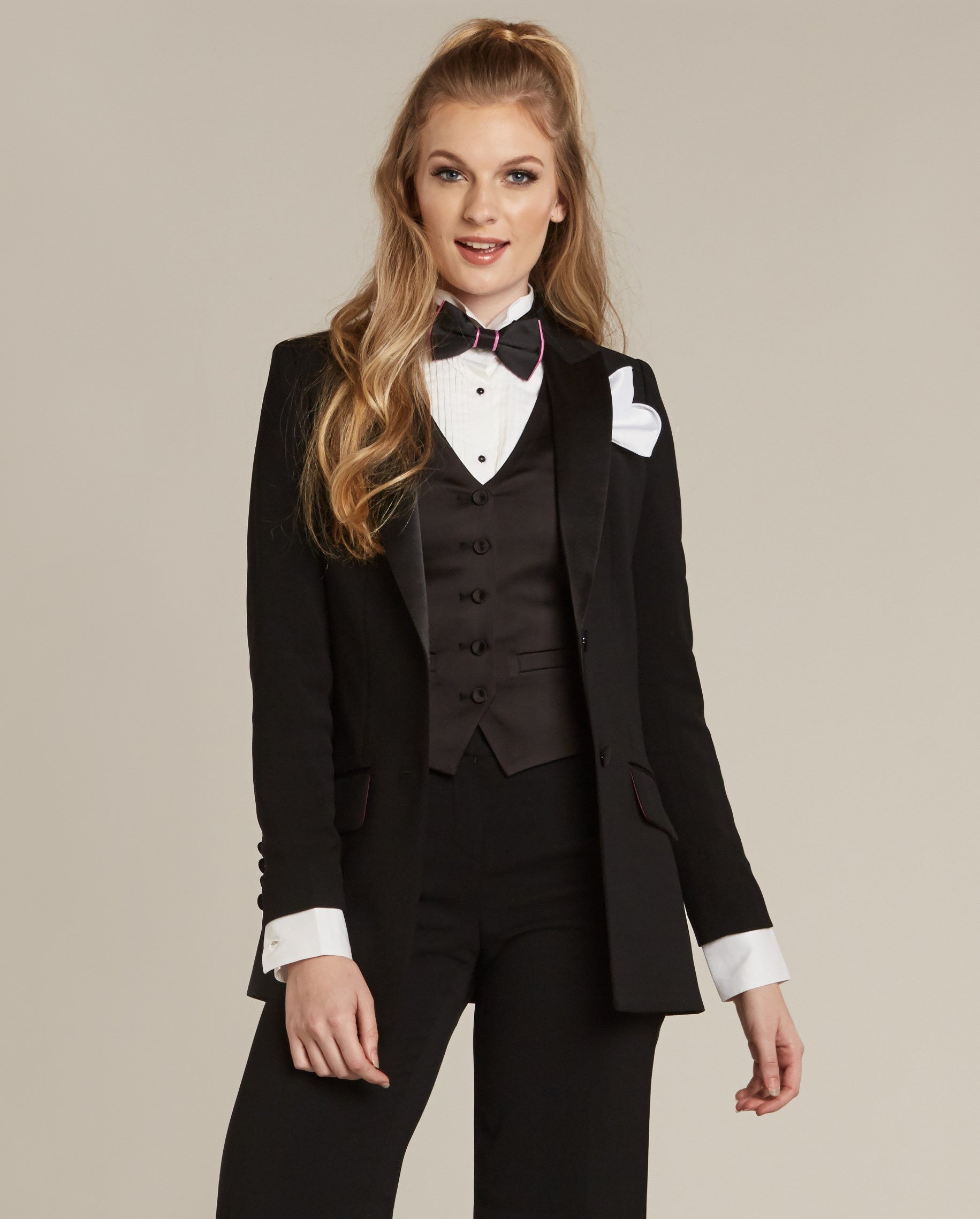 Buy Long Black Peak Lapel Tux Jacket | Shop tuxedo for prom woman online