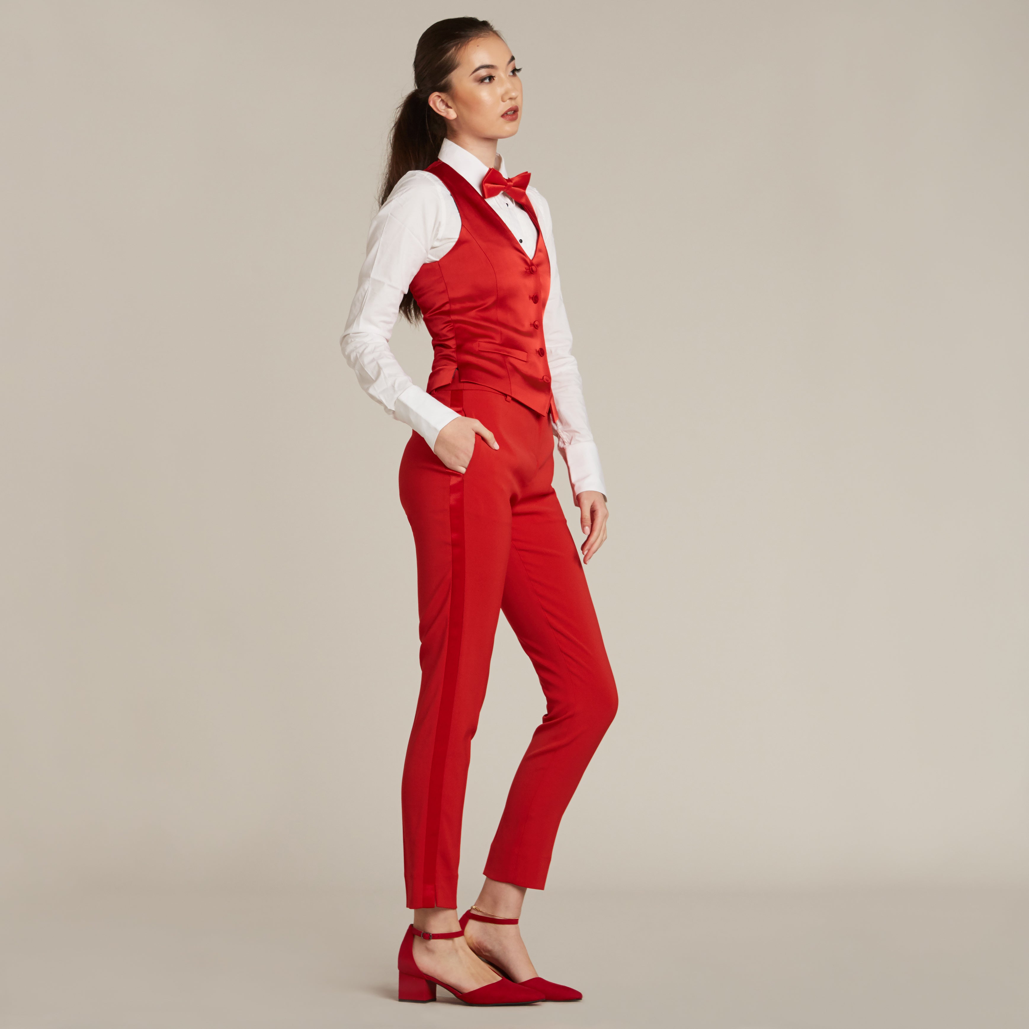 Ladies red trouser sales suits for weddings