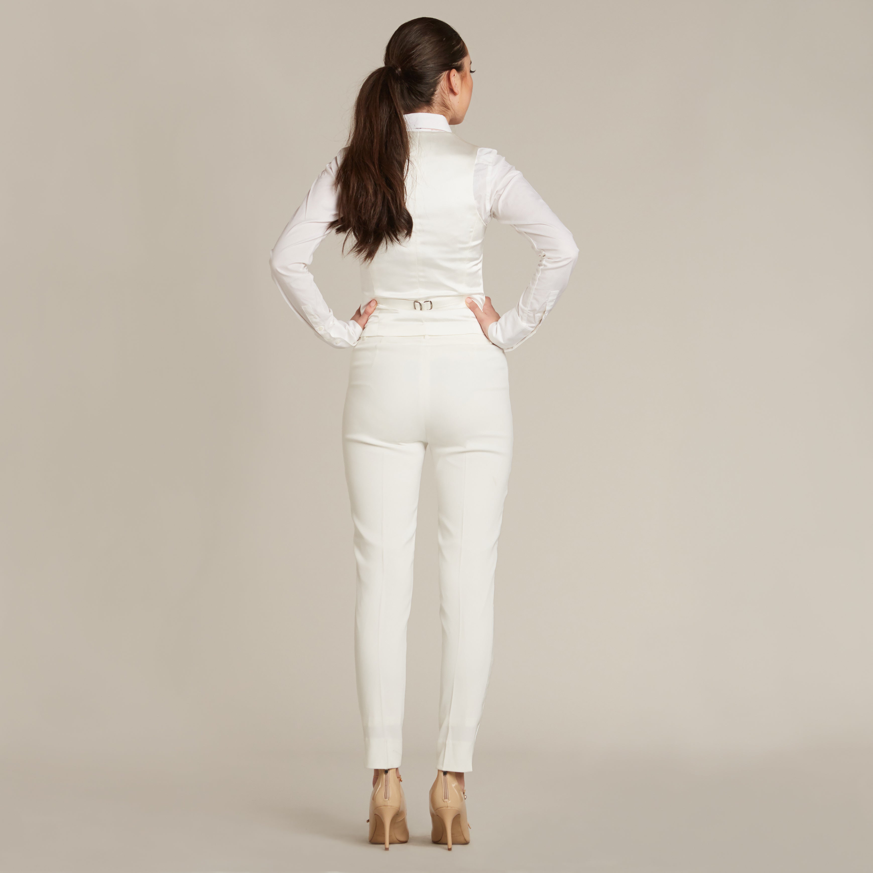 Pearl White Ultra Slim Fit Tuxedo Pants for Women – LITTLE BLACK TUX