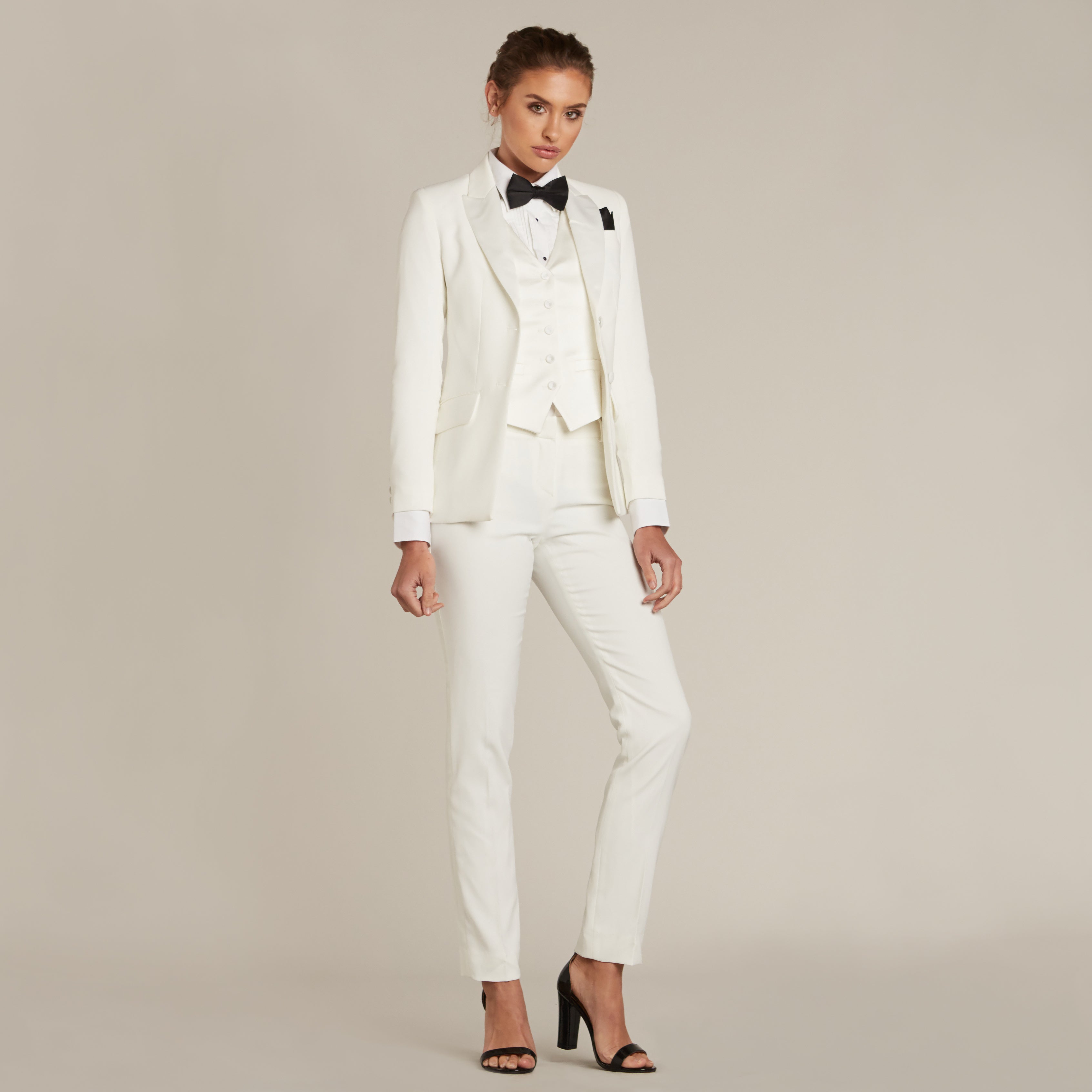 Ladies white shop tuxedo suit