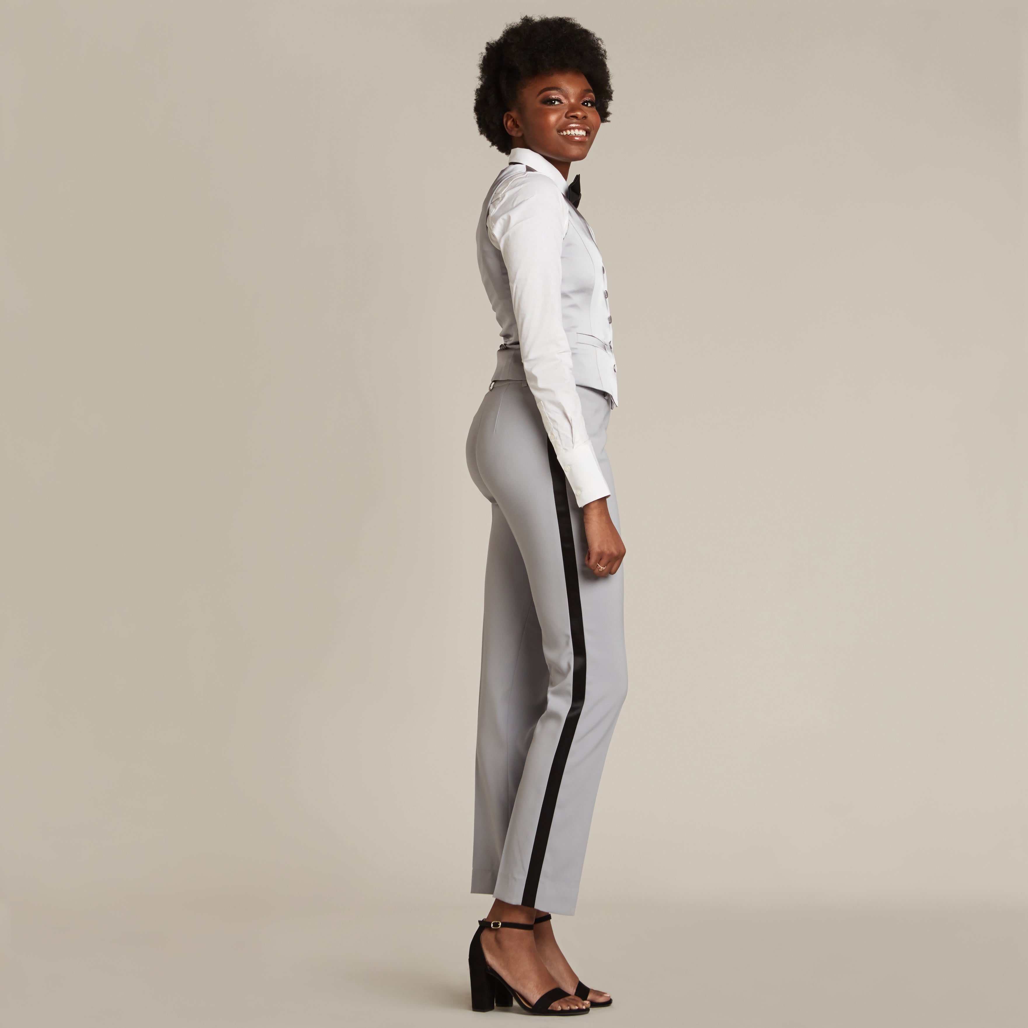 Stephanie Wide Leg Stripe Ponte Pants - Black with Black Stripe | Universal  Standard